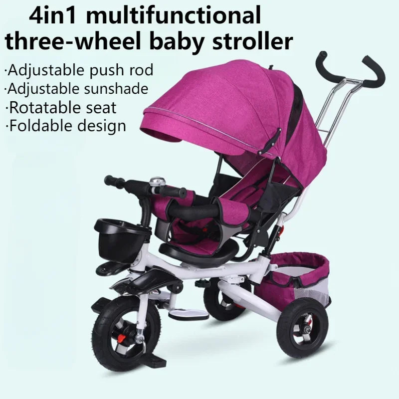 4 in 1 Folding Kids Trike Sit & Lying Portable Baby
