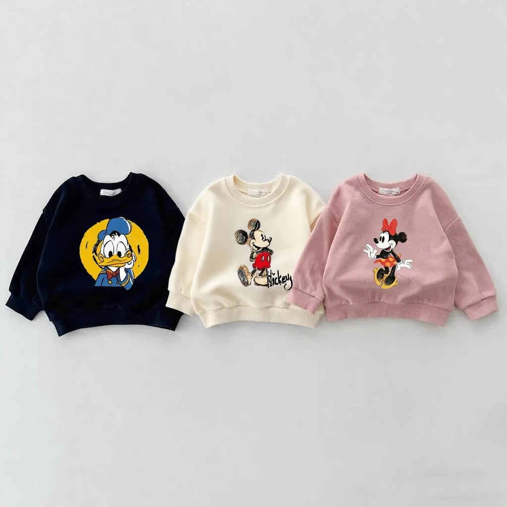 Trendy Clothes 0-6Year Child Cute Sweatshirts Donald Duck Minnie Long-sleeved Tops 2025