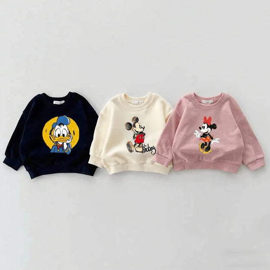 Trendy Clothes 0-6Year Child Cute Sweatshirts Donald Duck Minnie Long-sleeved Tops 2025