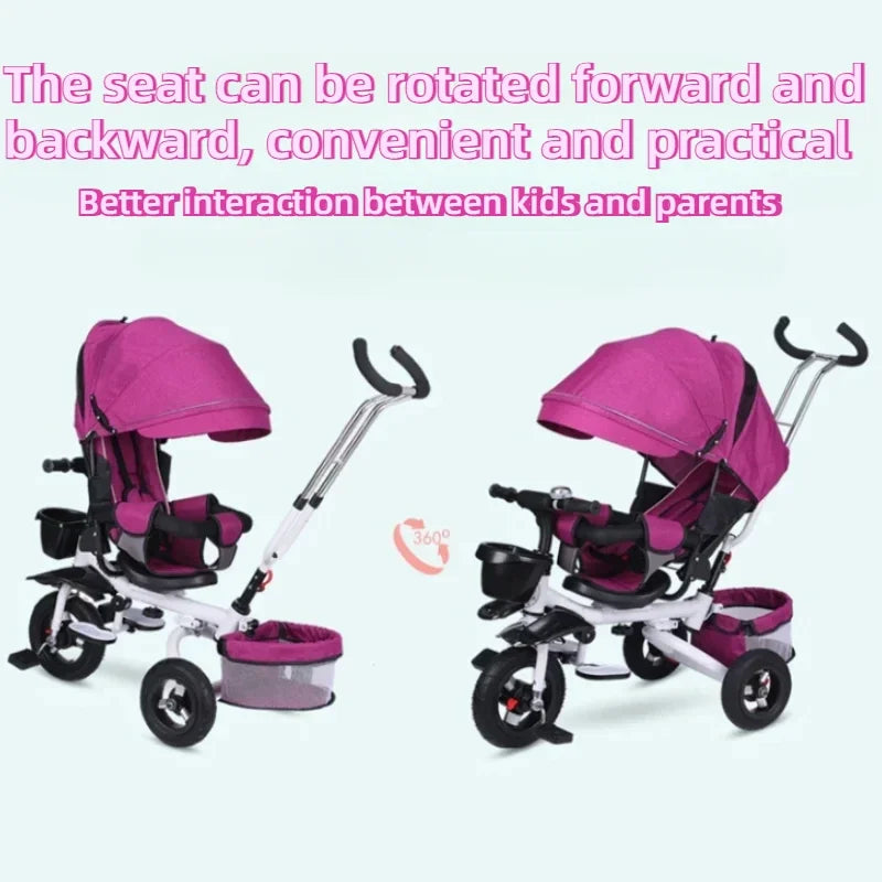 4 in 1 Folding Kids Trike Sit & Lying Portable Baby