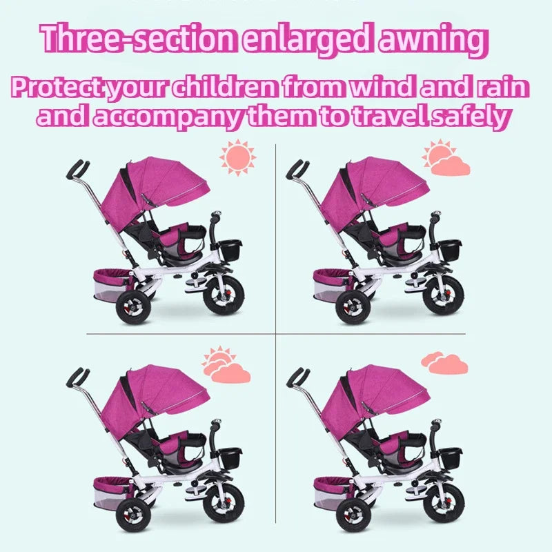 4 in 1 Folding Kids Trike Sit & Lying Portable Baby